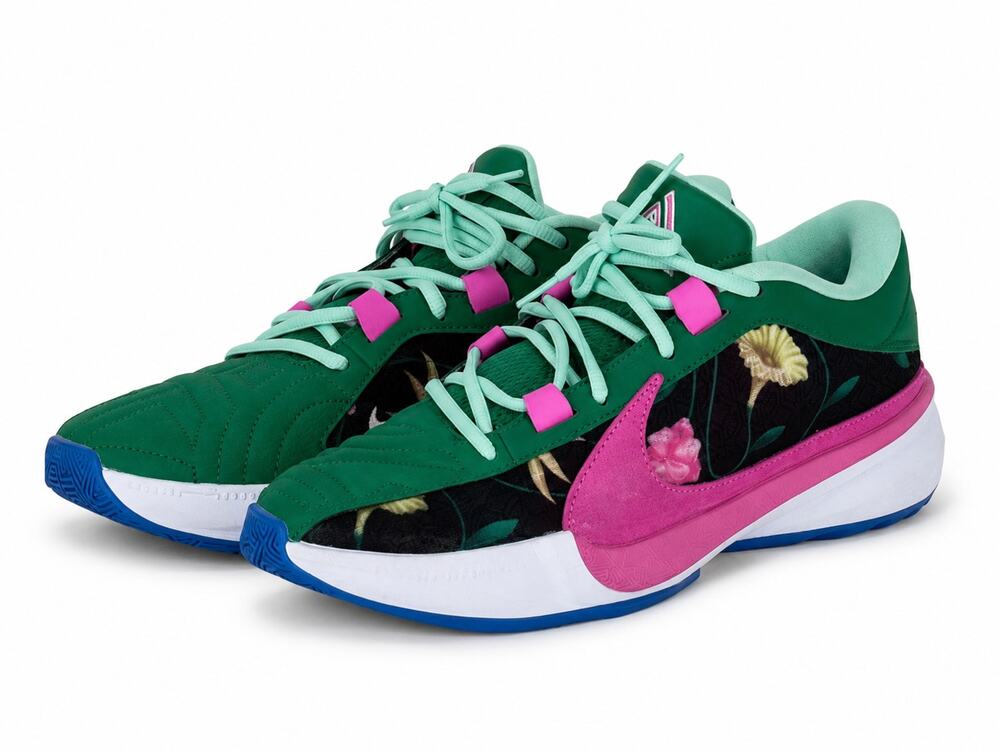 Nike Zoom Freak 5 Greek Coastline Floral Green Pink Mens 9.5 Basketball Shoes